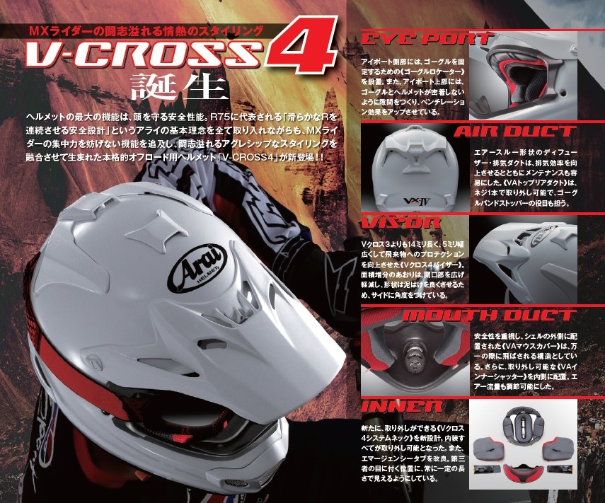楽天市場】Arai アライ V-CROSS4 [V-クロス4 白] ヘルメット オフ