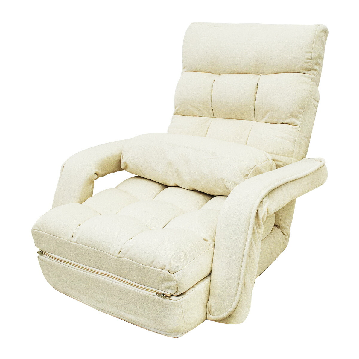 ☆ぴページ☆ ホワイト リクライニングチェア サイドポケット付き ☆ぴ