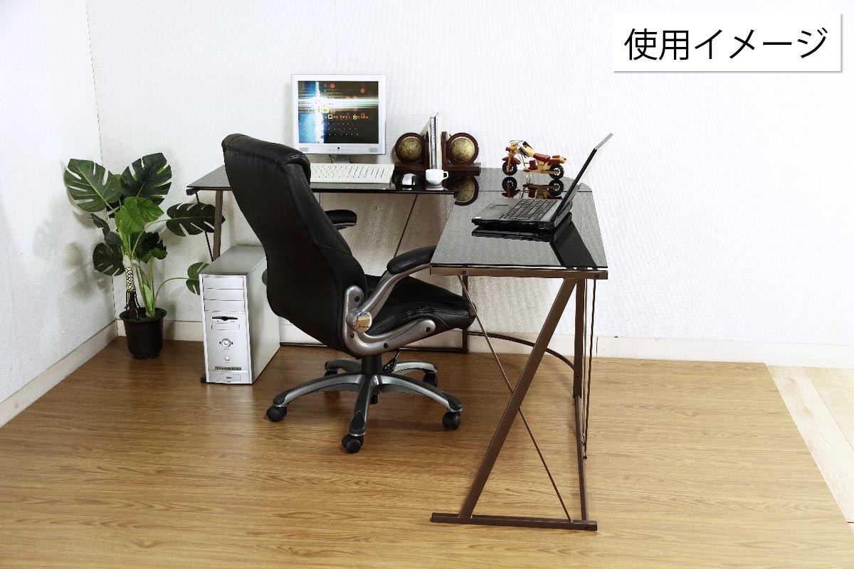 楽天市場】L型 ガラスデスク ブラック ＜PC パソコン 2台 ワーク