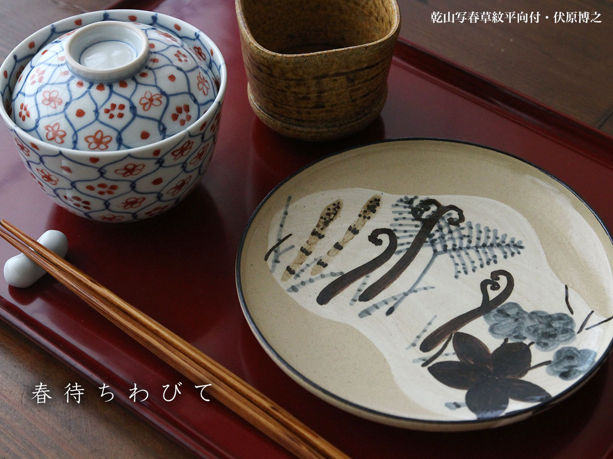 楽天市場】京焼・乾山写春草紋平向付・伏原博之《中皿・17.0cm》 : 和