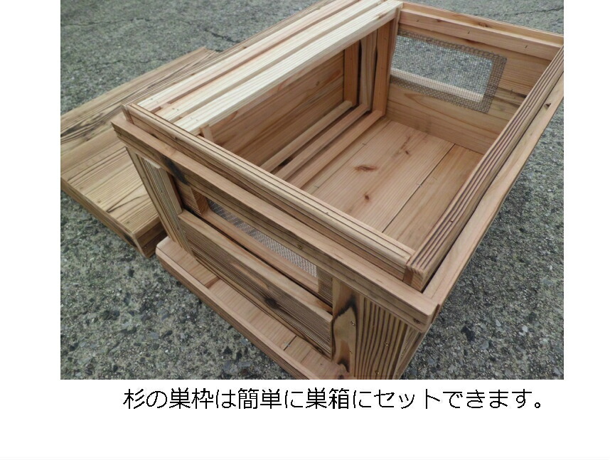 楽天市場】ミツバチ 巣箱 焼杉 浮造り仕上げ幅550×奥行450×高さ340ミリ