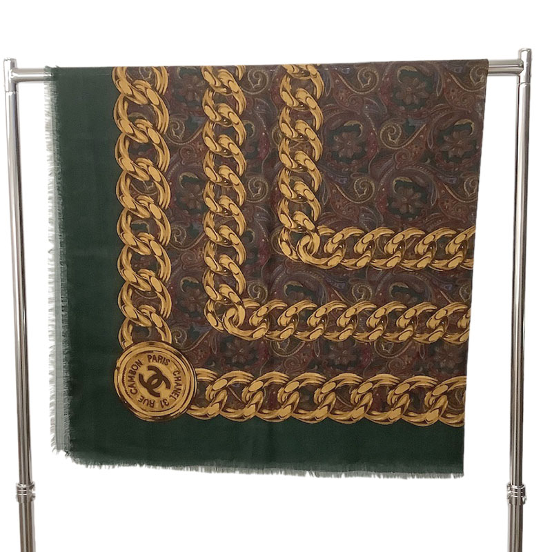 楽天市場】CHANEL シャネル 大判ストール シルク カシミヤ グリーン