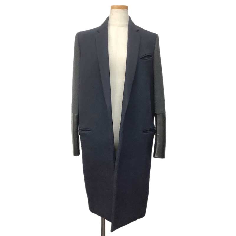 楽天市場】CELINE セリーヌ チェスターコート ウール レザー ネイビー