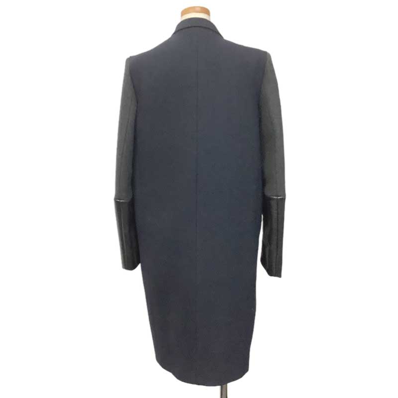 楽天市場】CELINE セリーヌ チェスターコート ウール レザー ネイビー