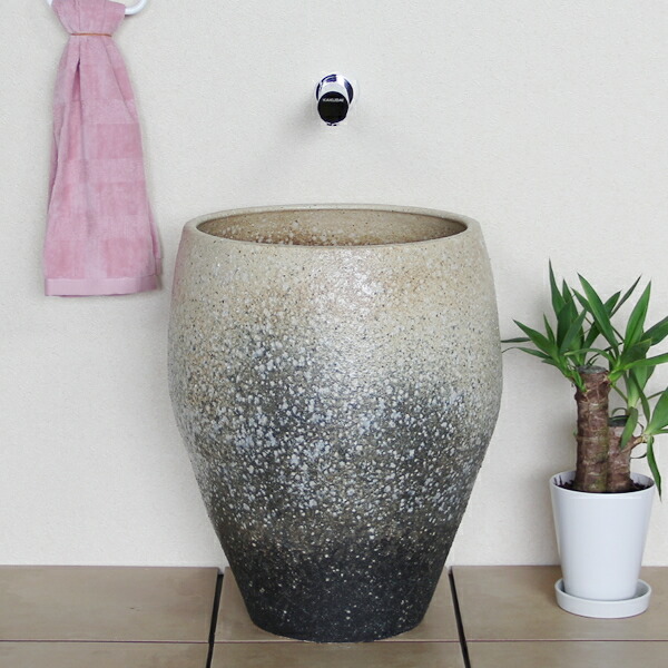 楽天市場】【ポイント10倍】深型手水鉢 白窯変つぼ型手洗い鉢 信楽焼