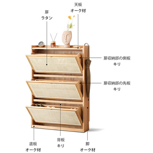 楽天市場】【YESWOOD 公式】【在庫処分】下駄箱 幅68cm ラタン 藤