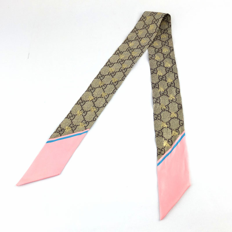GUCCI グッチ GG柄 シルク ネックボウ スカーフ bee 蜂 専用箱 楽天