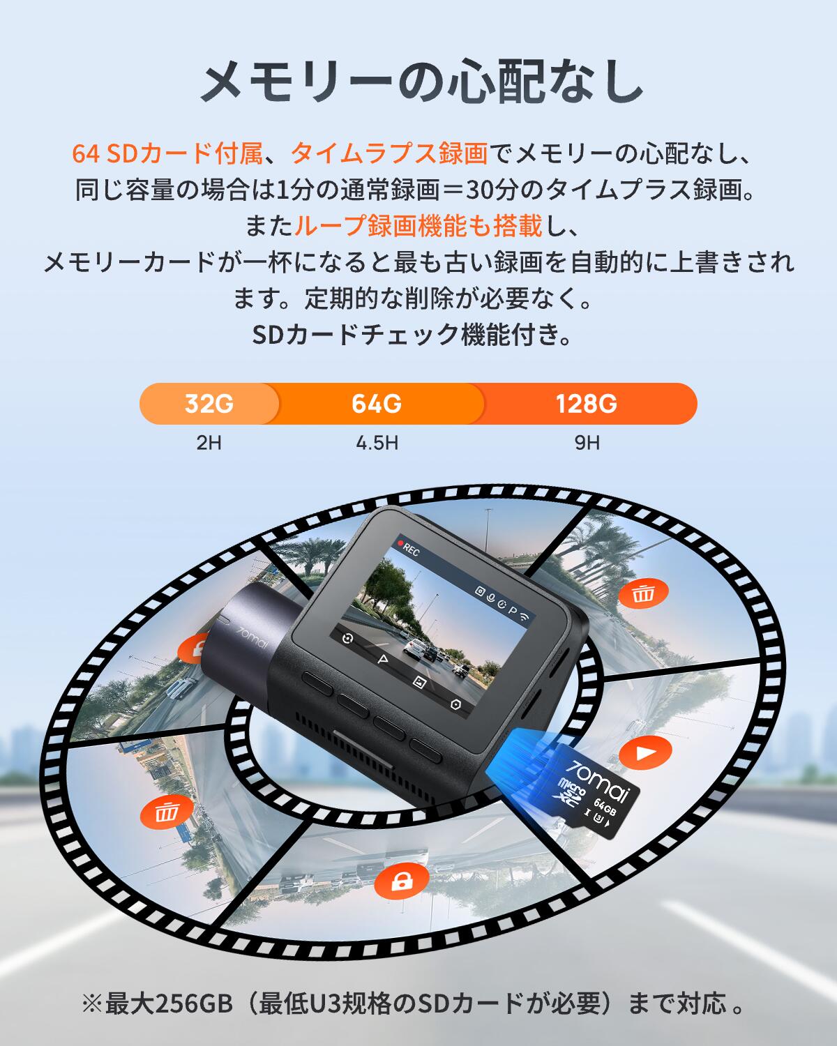 楽天市場】【前後2カメラ 370万画素超強暗視】 70mai Dash Cam A410