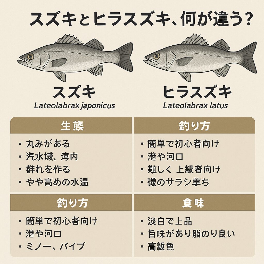 スズキとヒラスズキ、何が違う？釣り人必見！生態・食味・市場価値を