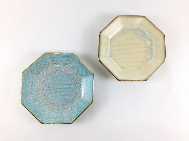 八角豆皿 渕金 (ミント/白結晶) 11cm 有田焼(j.R) — 佐賀有田