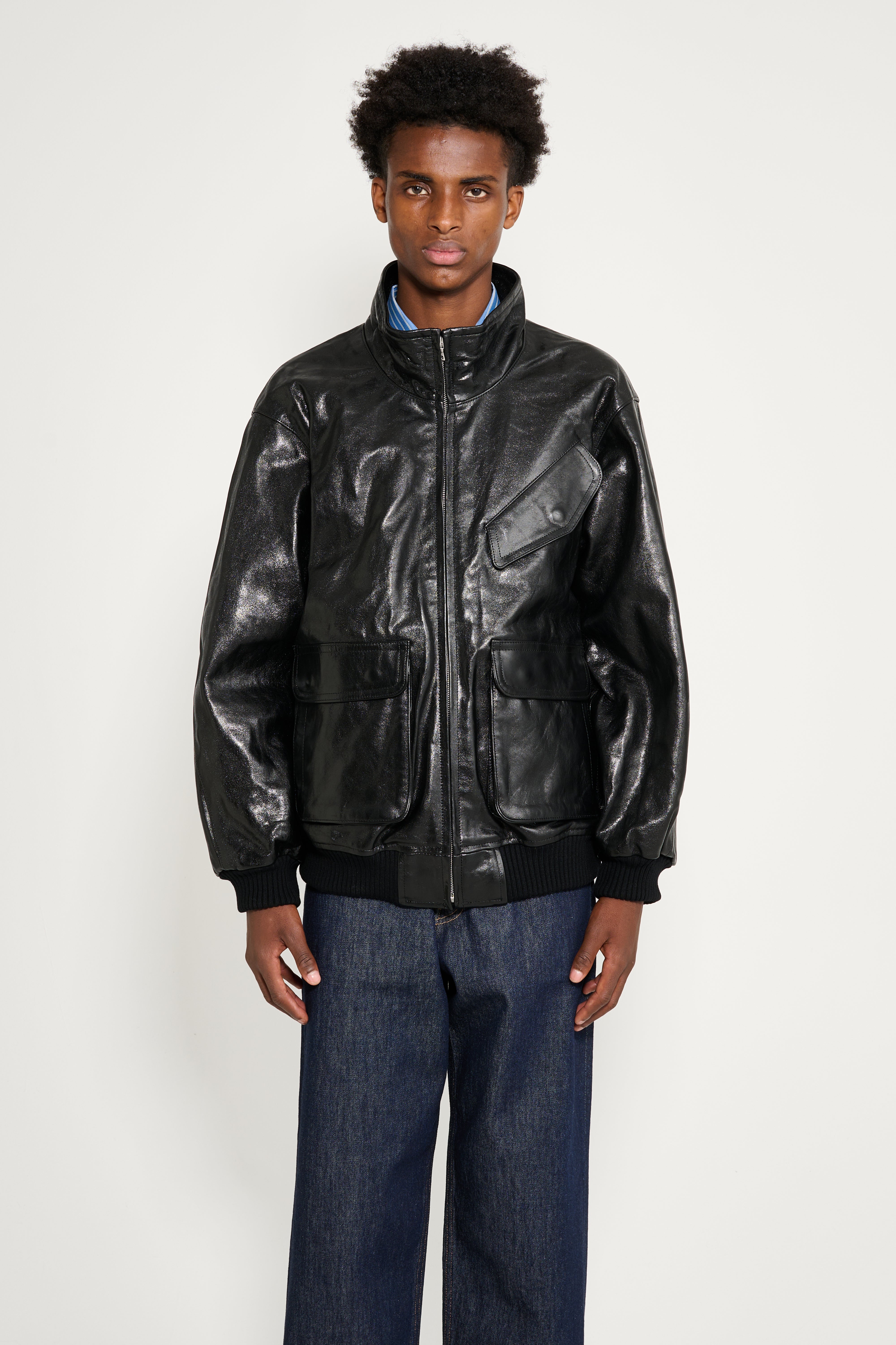 Auralee Lamb Leather Zip Blouson Black – Très Bien