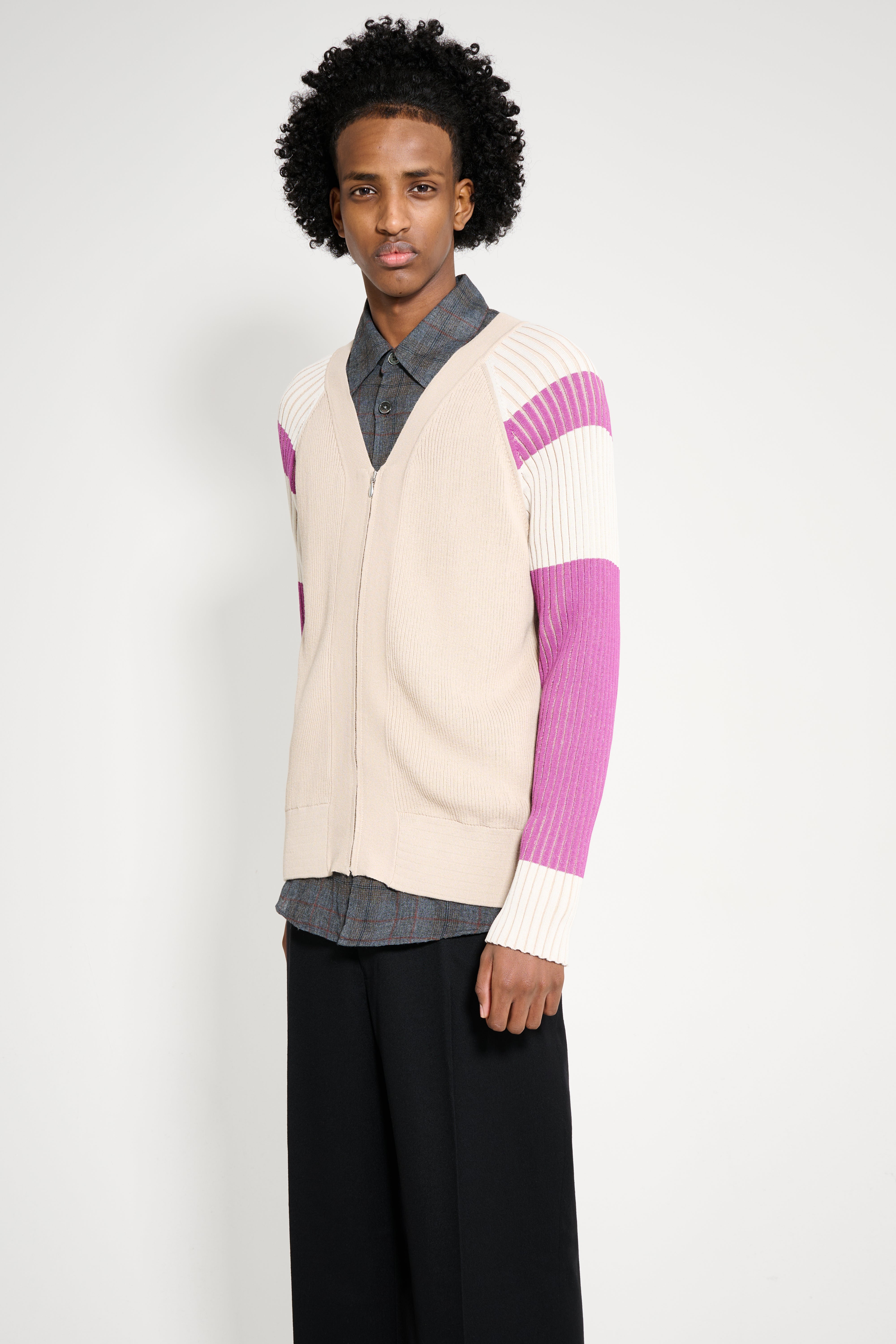 Kiko Kostadinov Inex Cardigan Almond / Purple / Ivory – Très Bien