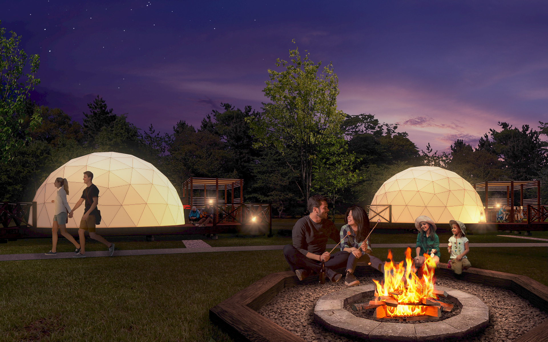 ドームテント12棟のグランピング施設「伊勢志摩グランピング グラン