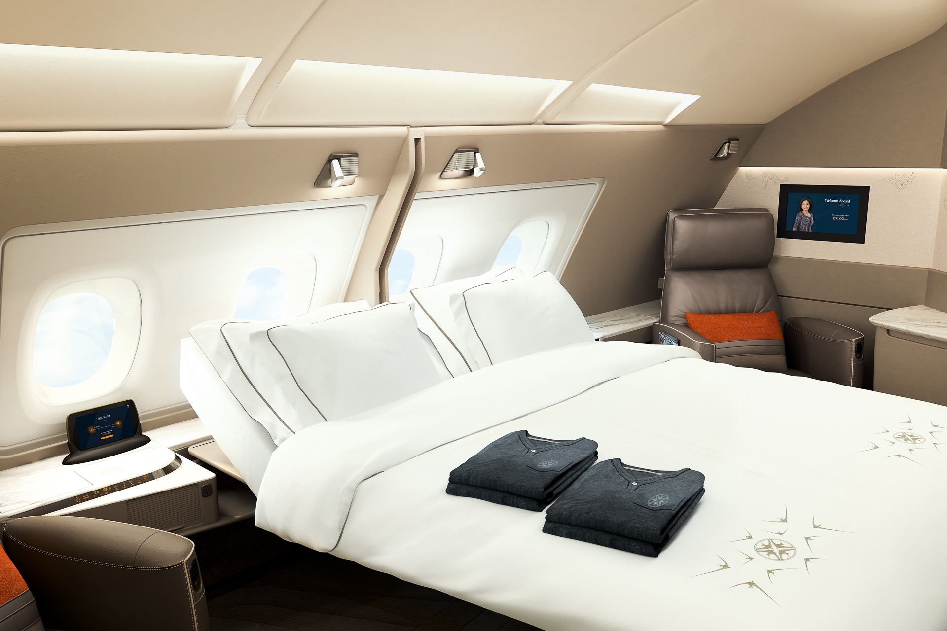 シンガポール航空、エアバス A380型機の1機目の新仕様改修が完了。個室