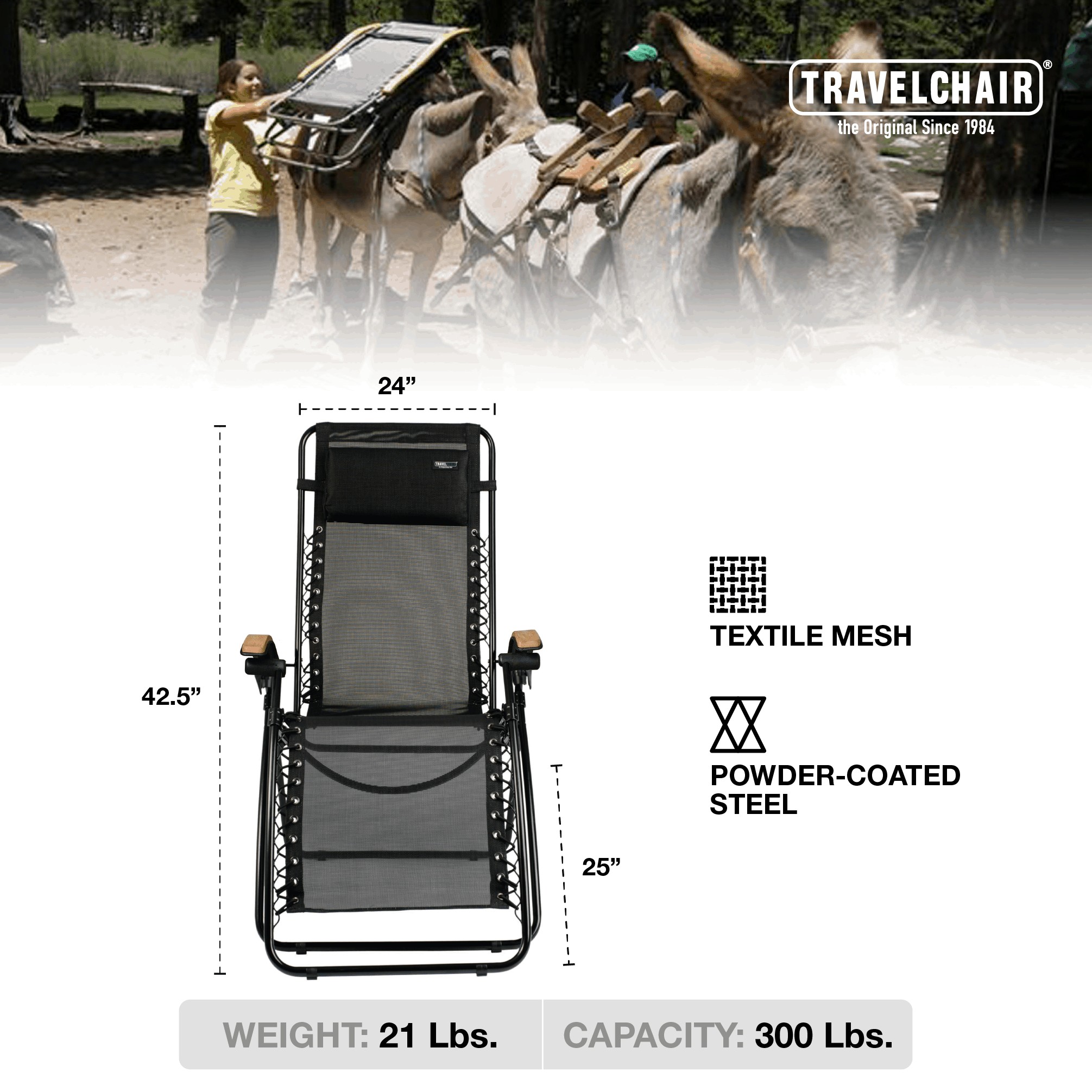 Lounge Lizard Black - Travel Chair