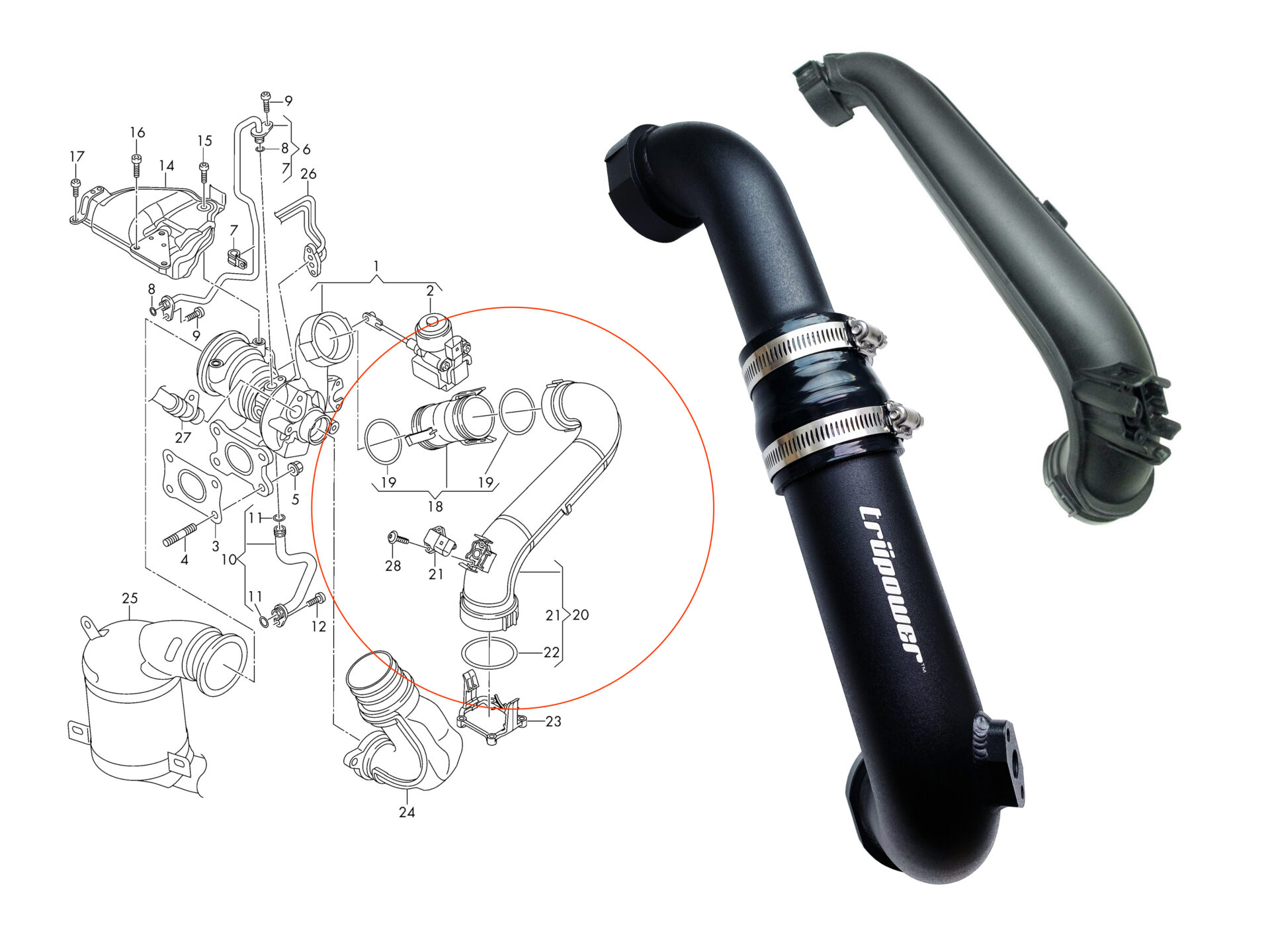 Volkswagen Golf MK7 1.2/1.4 TSI VAG 280 EA211 TURBO CHARGE PIPE