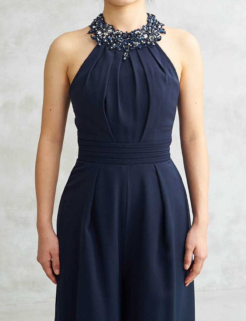 シフォンパンツドレス ホルターネック ダークネイビー 演奏会 発表会に