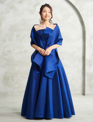 ブルーネイビー ロングドレス ベアトップ 演奏会・ステージドレス