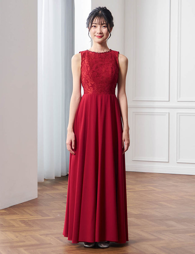 小中学生 コンクールドレス・発表会ドレスにお薦めワインレッドロング