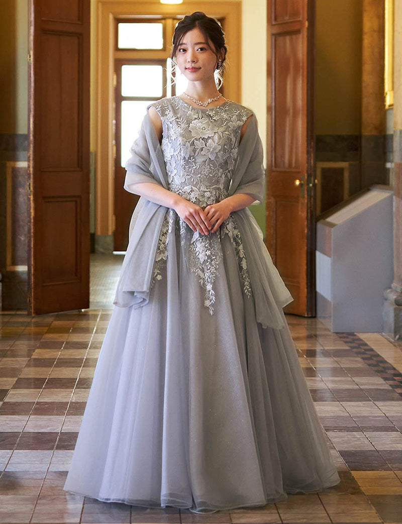 ツイード シルバーグレー 演奏ロングドレス 【公式通販】