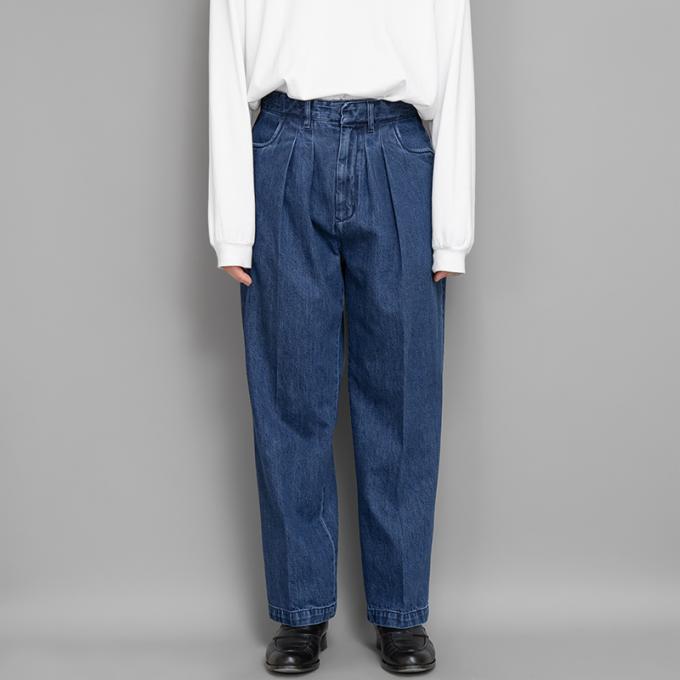 SALE】FARAH / Two Tuck Wide Tapered Pants (Denim-Indigo) | twelve
