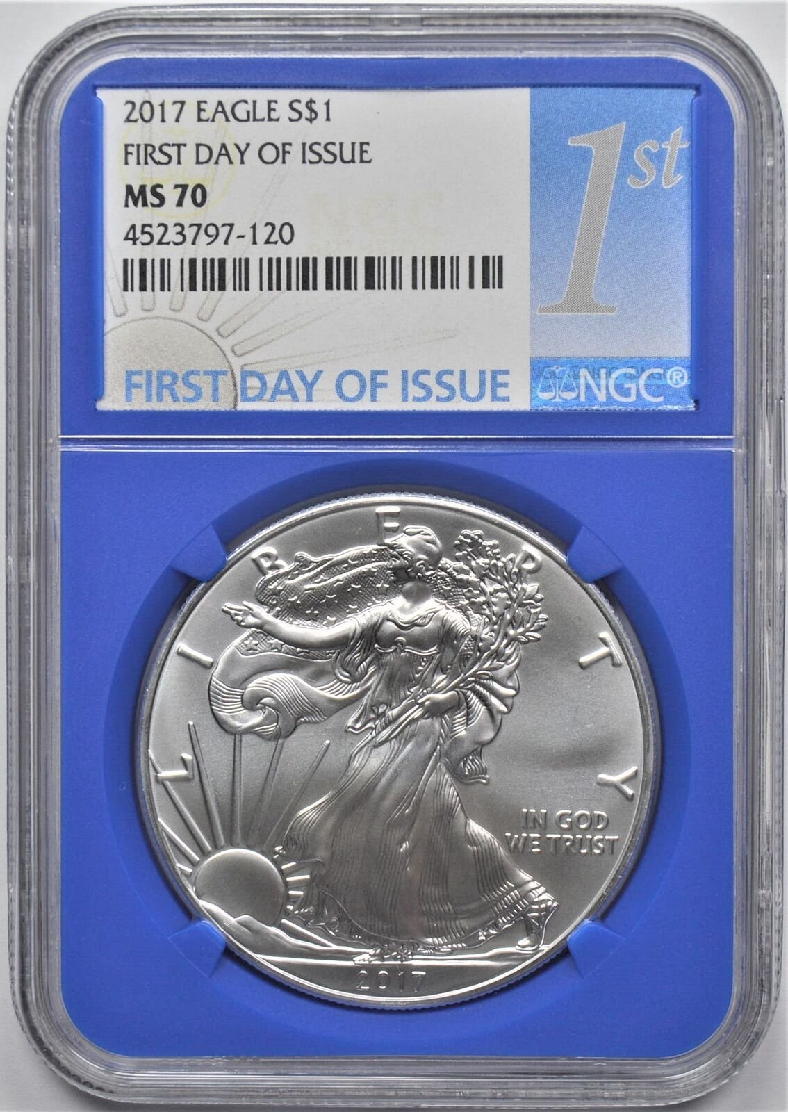 2017 1oz SILVER AMERICAN EAGLE DOLLAR $1 FIRST DAY OF ISSUE NGC MS
