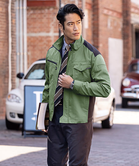 全6色】ストレッチ長袖ジャケット（伸長率15％・帯電防止・接触冷感