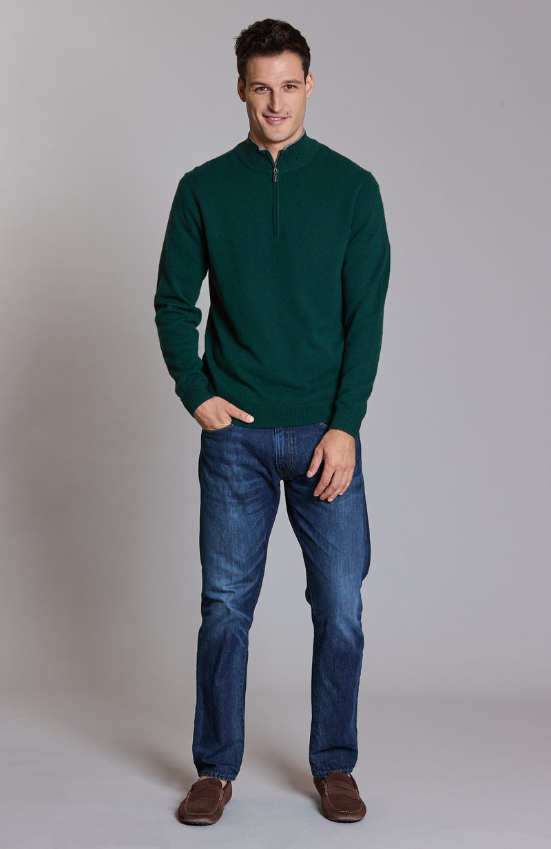 Cashmere 1/4 Zip Front Sweater - Brunswick Green – tyler böe