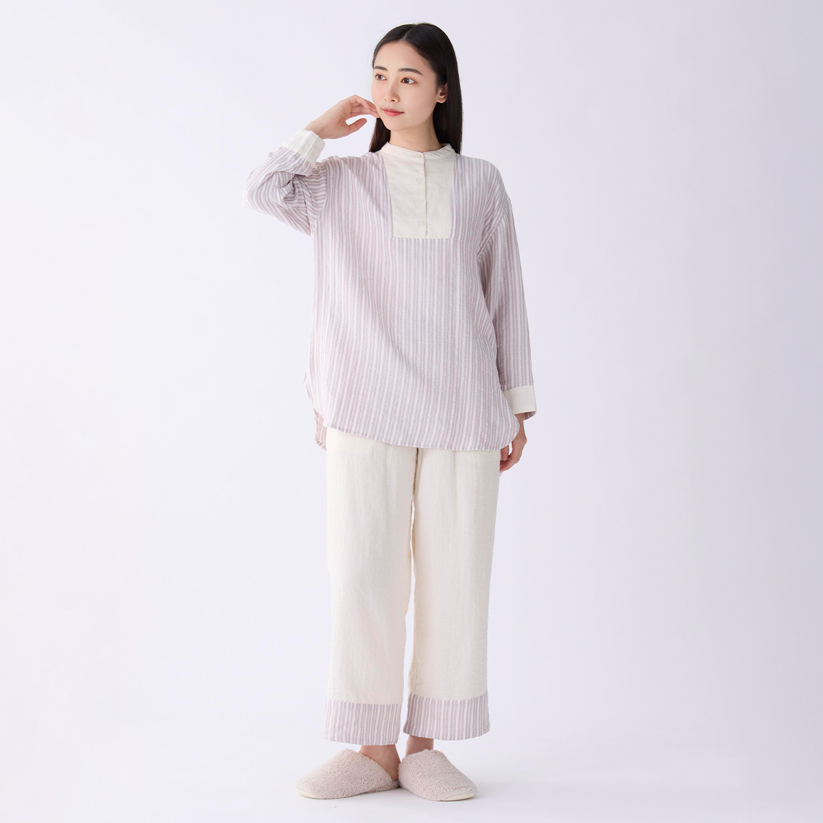 再値下げ】マシュマロガーゼオルタネイトストライプパジャマ レディス