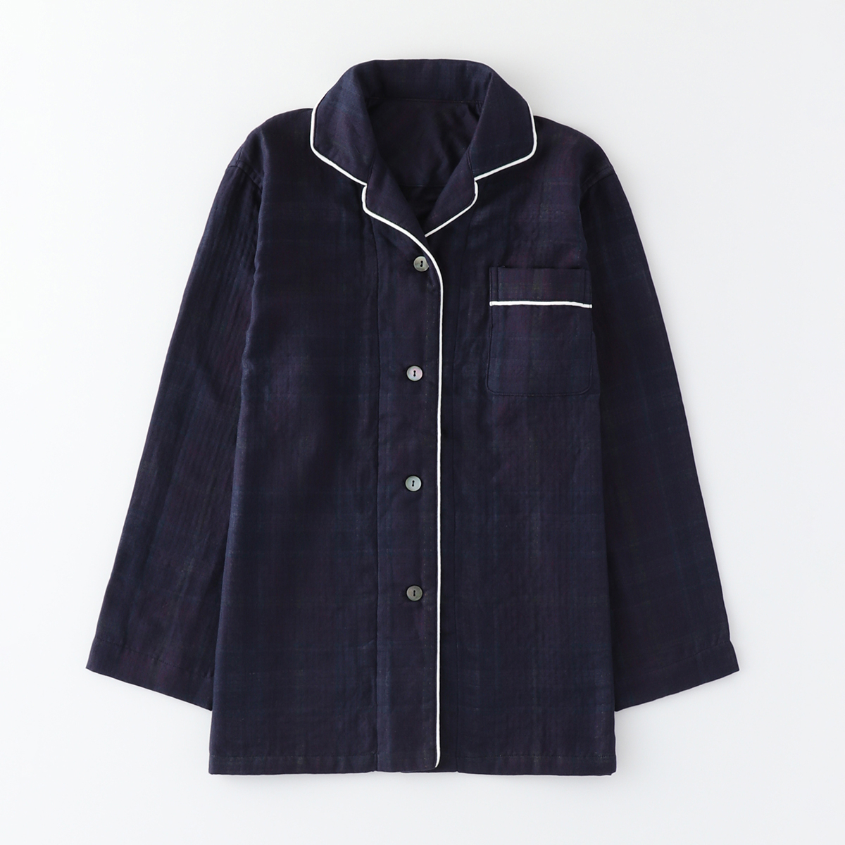 マシュマロガーゼ シースルーチェックレディスパジャマシャツ 上下別売