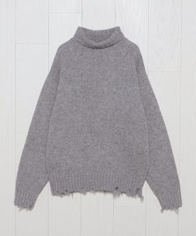 H＞スポンディッシュウール クラッシュタートルネックニット