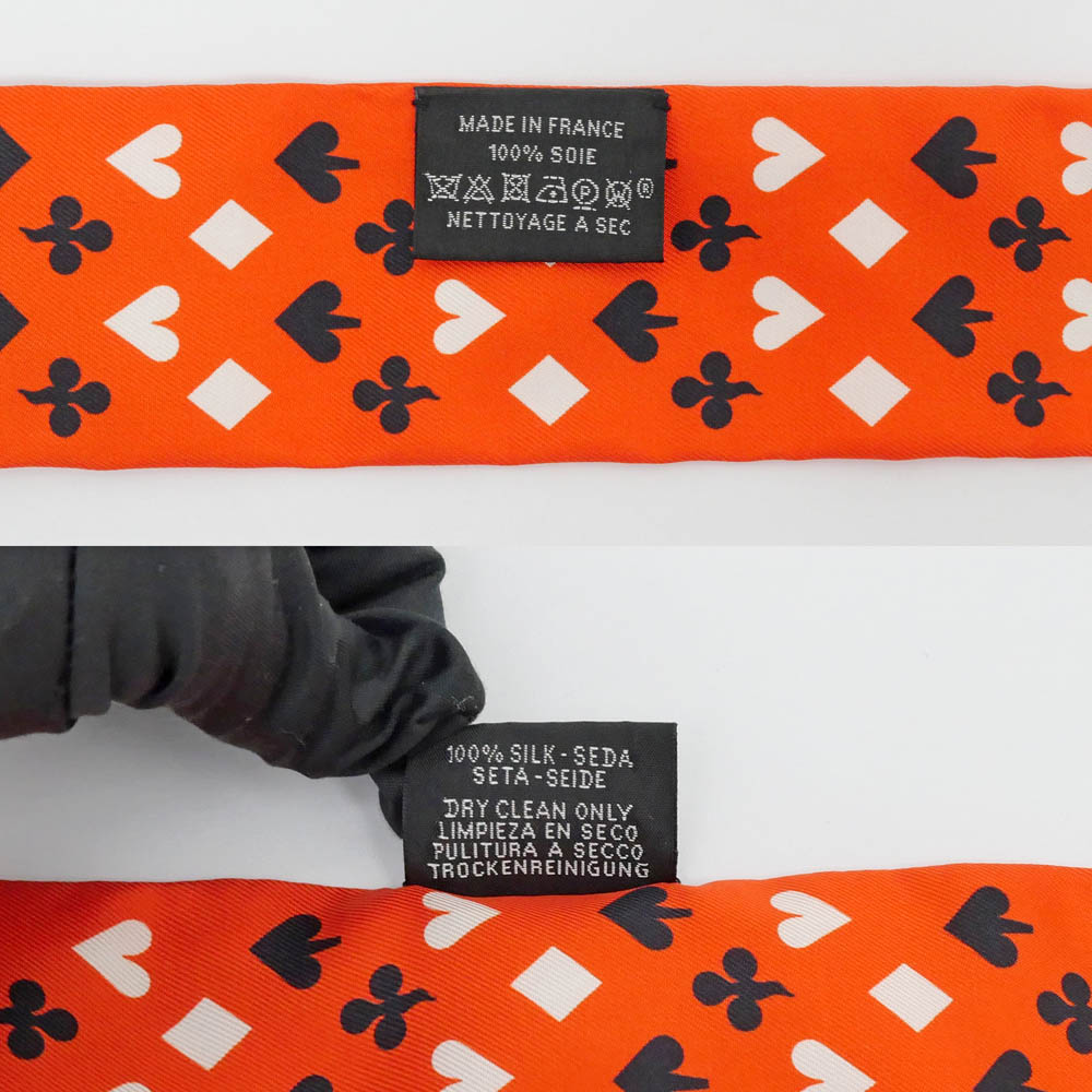 名東】【HERMES】エルメス ツイリー トランプ オレンジ マルチカラー