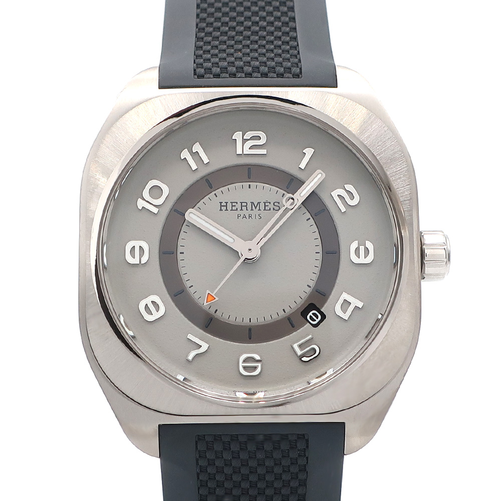 天白】【HERMES】エルメス H08 グレー文字盤 SP1.747C 腕時計 チタン