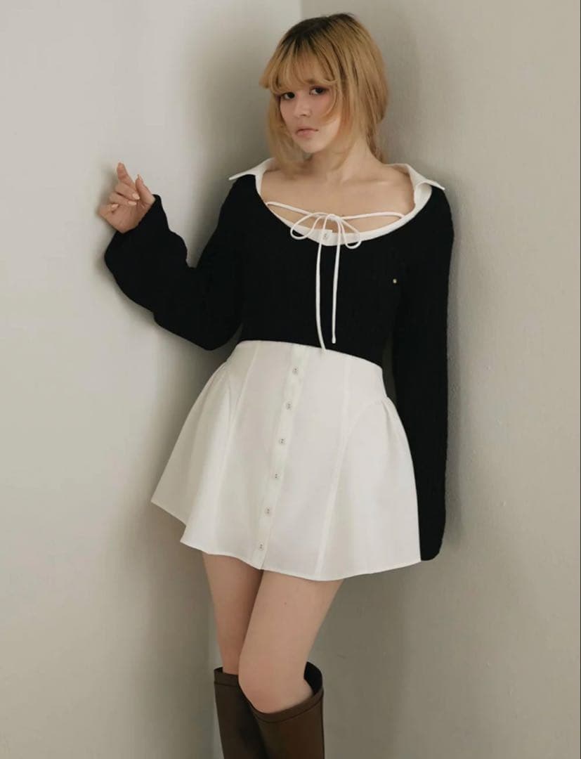 andmary Aine set mini dress gray