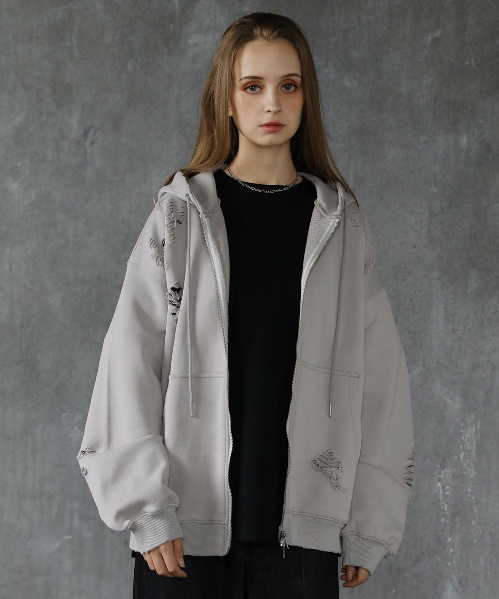 未使用に近い トルネードマート多変形ダブルジップ×2ロングパーカー