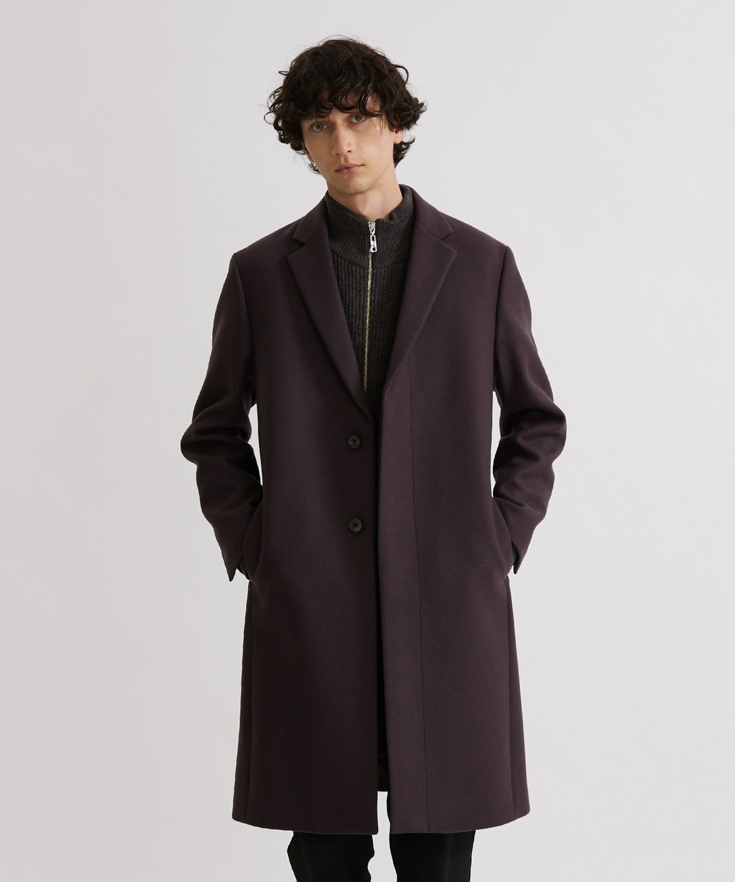超撥水 SUPER 140's チェスターコート(1 DARK PURPLE): : メンズ