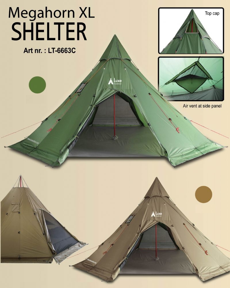 薪ストーブ用煙筒ポート、チムニーホール（煙突穴）付きティピー、大型