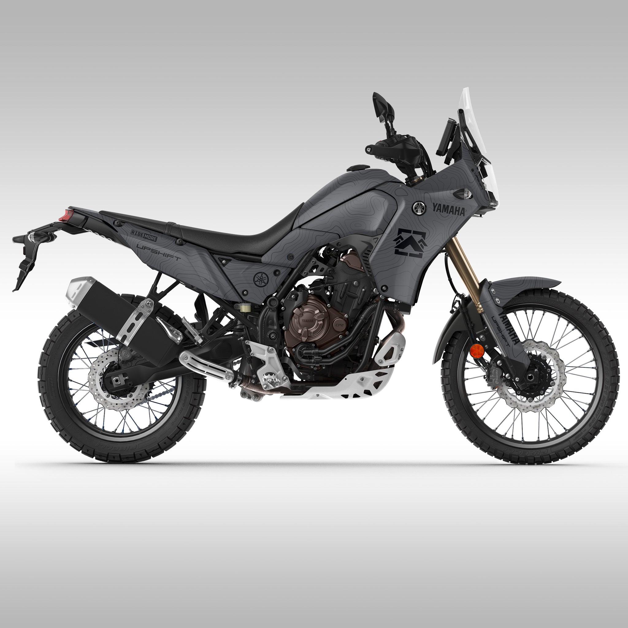 GRAPHICS KIT - 2019–2024 YAMAHA TENERE 700 - GRAY TOPO - Upshift