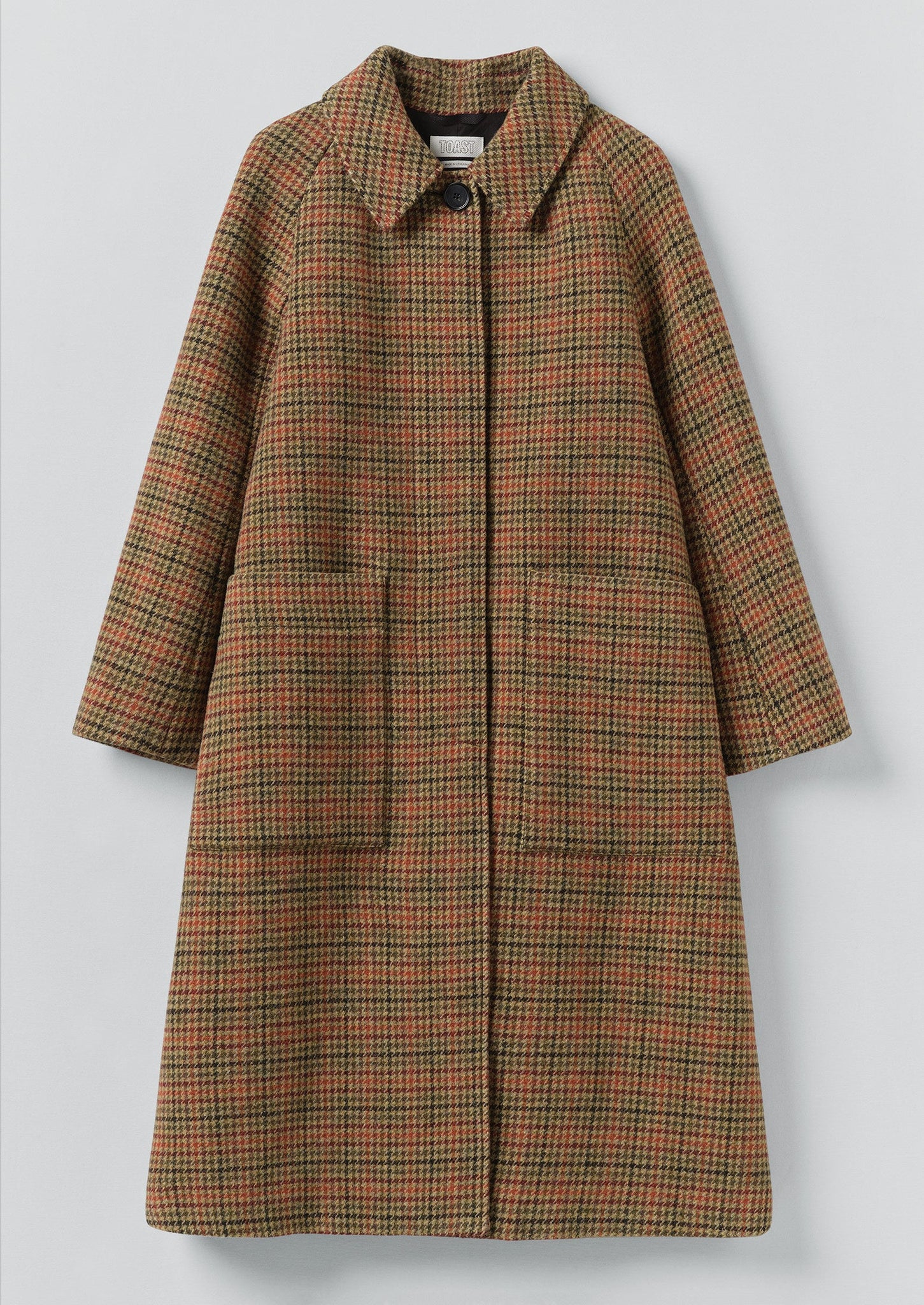 Frankie Vibrant Check Raglan Coat | Umber Multi | TOAST