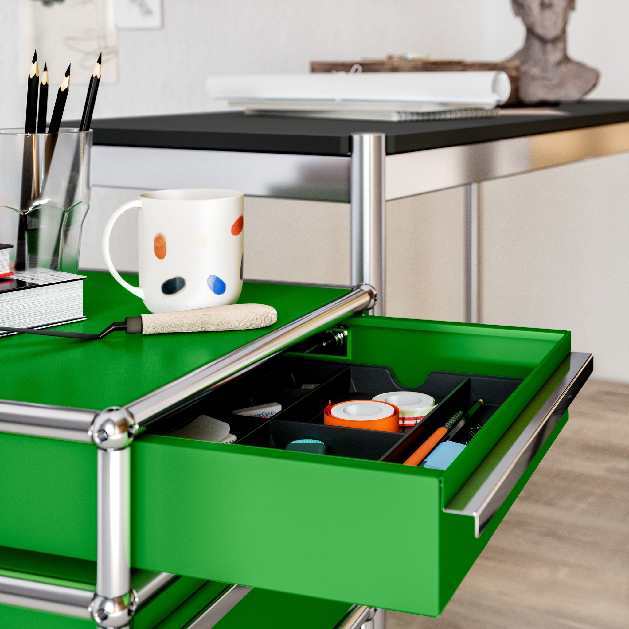 Black Linoleum Modern Office Table (T69) – USM Modular Furniture