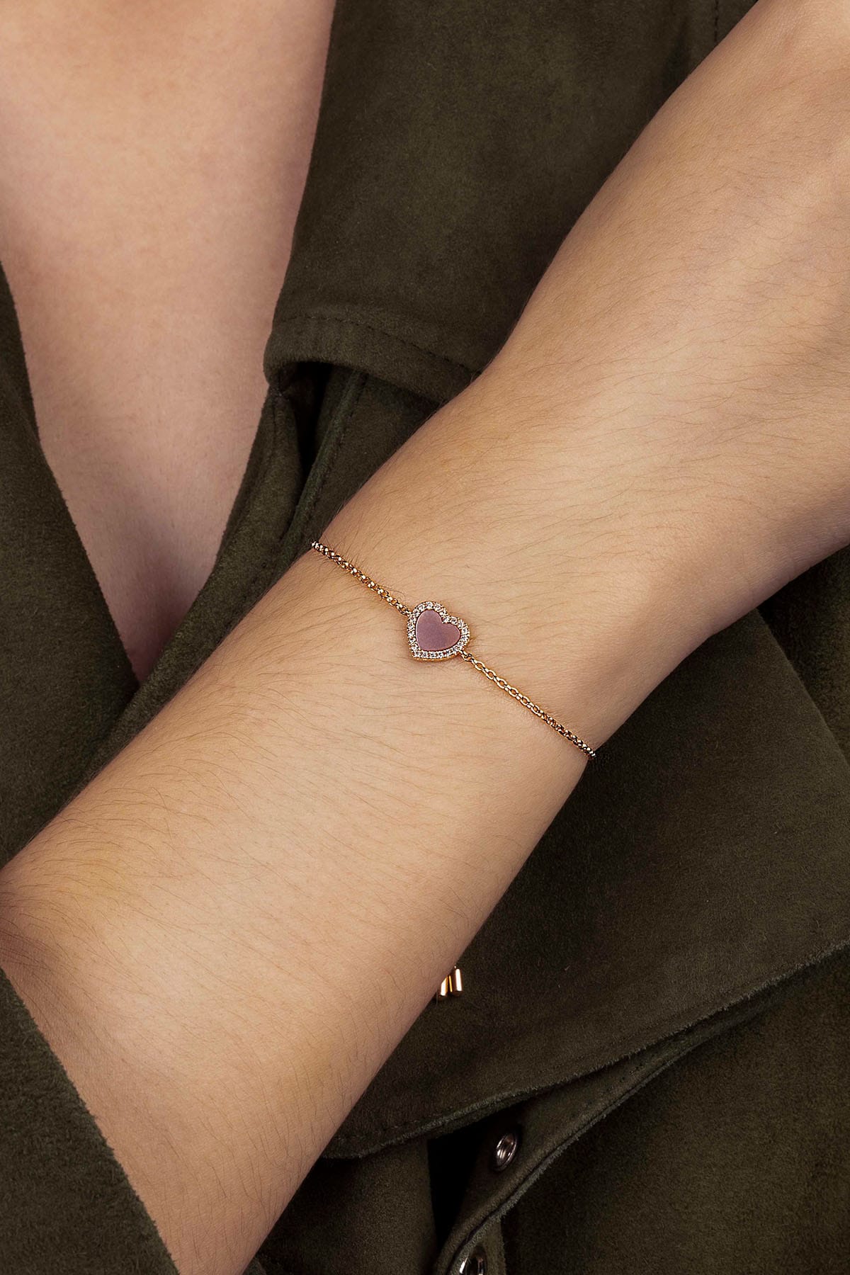 Pink Nacre Heart Adjustable bracelet | APM Monaco