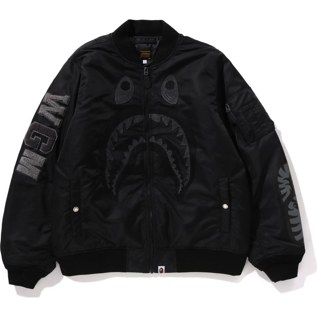 BAPE Men's SHARK MA-1 Flight Jacket - Embroidered Design | BAPE