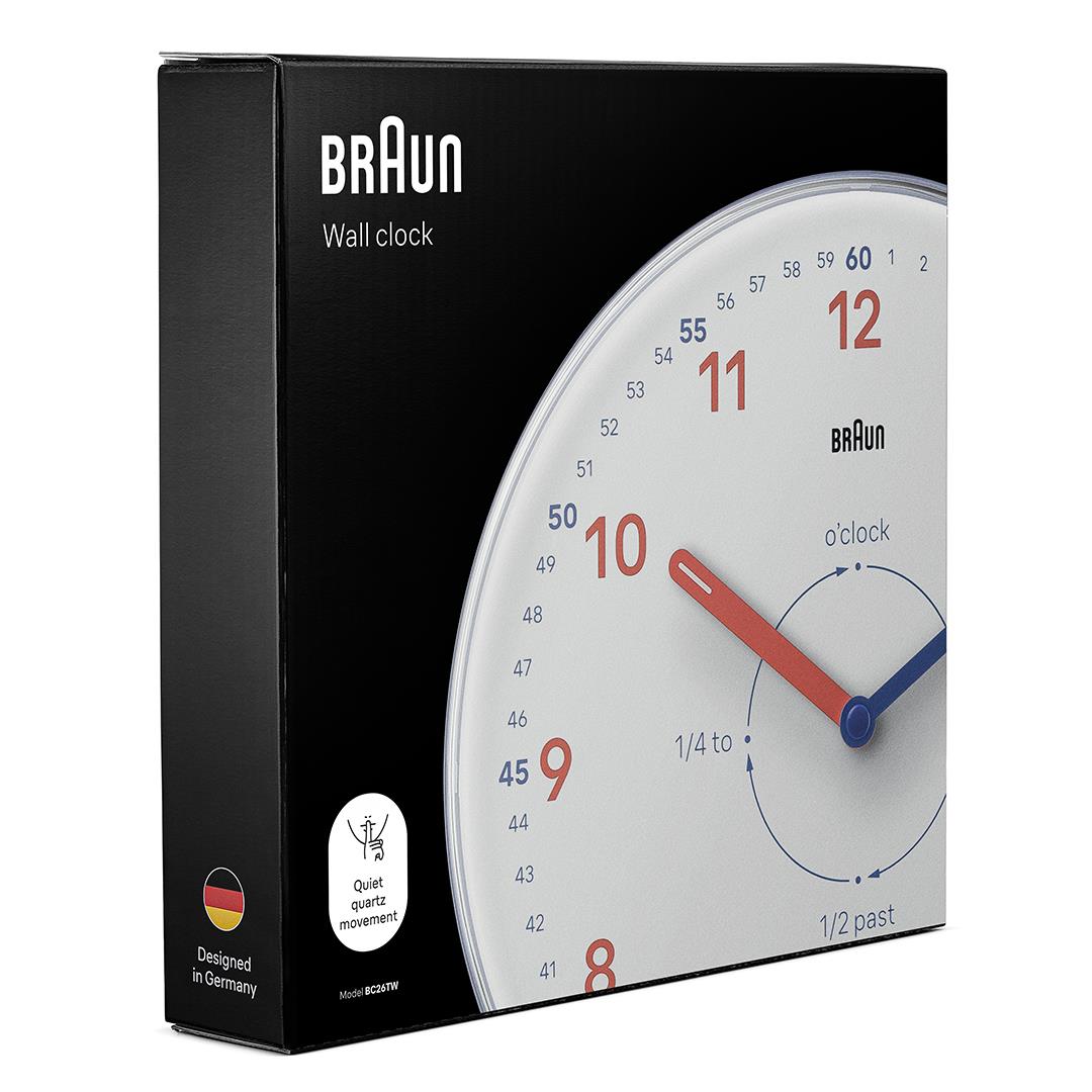 BC26 Braun time teachers wall clock - white – US - Braun Clocks