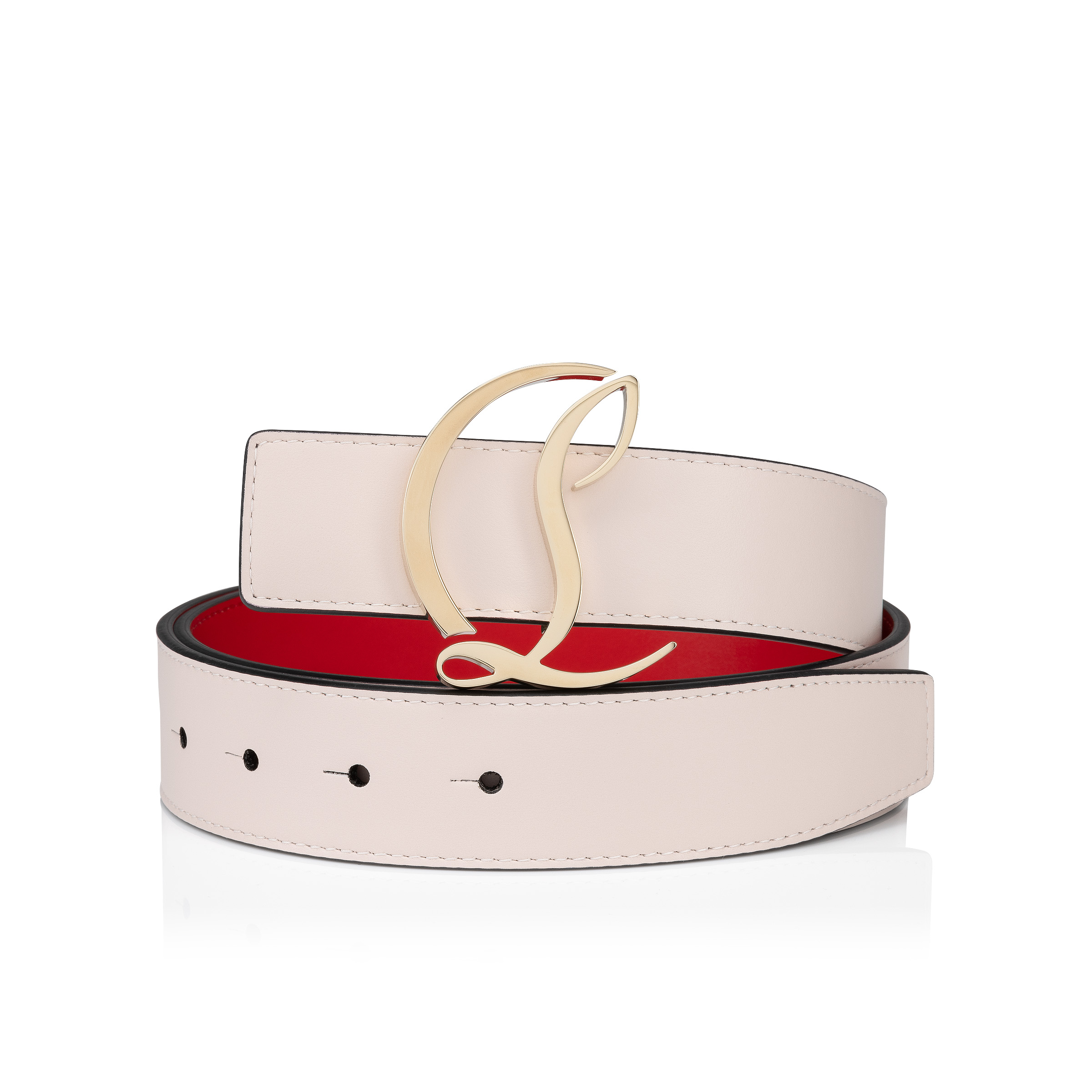 CL Logo - Belt - Calf leather - Leche - Christian Louboutin United