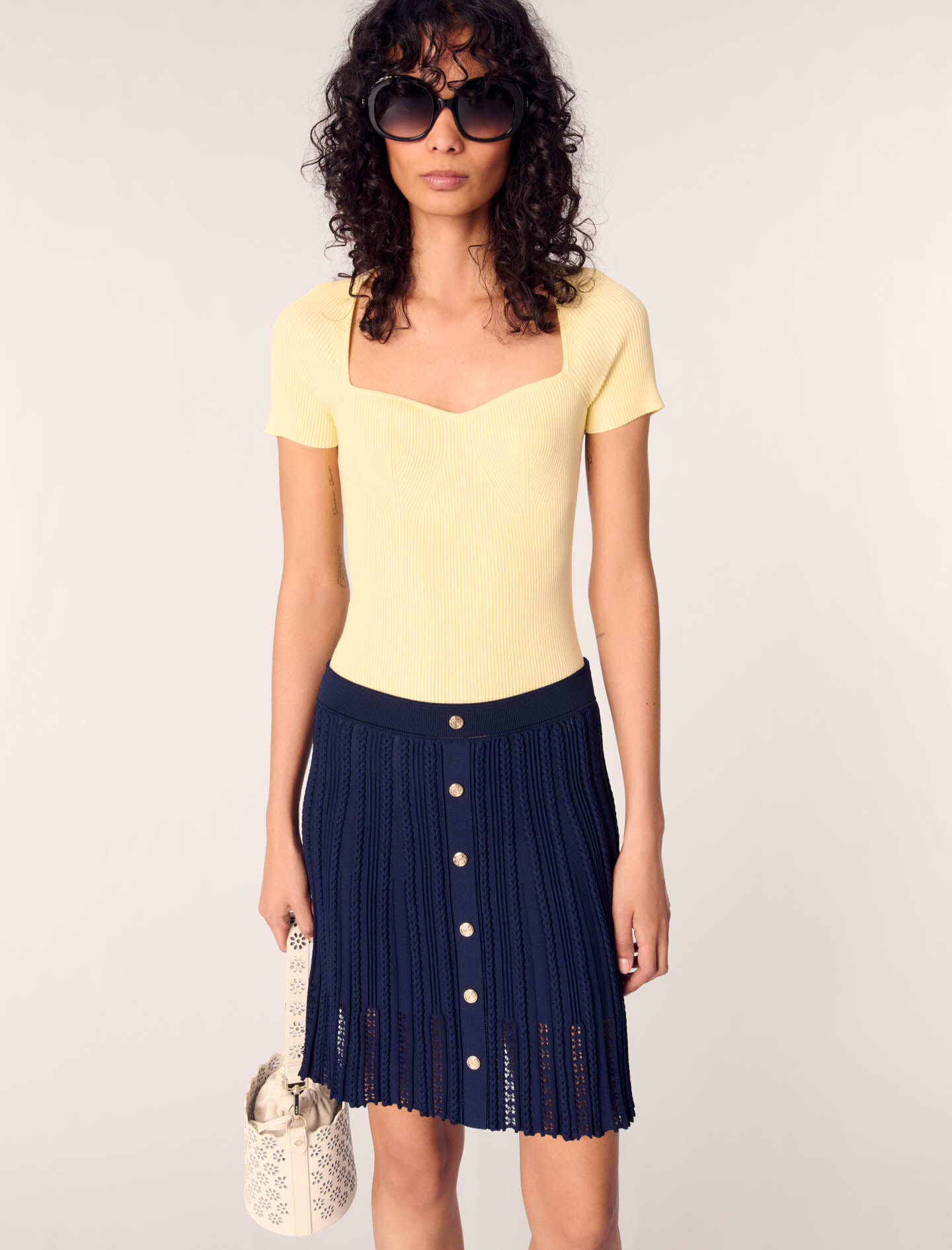 Woven knit short skirt Blue For Women | Maje
