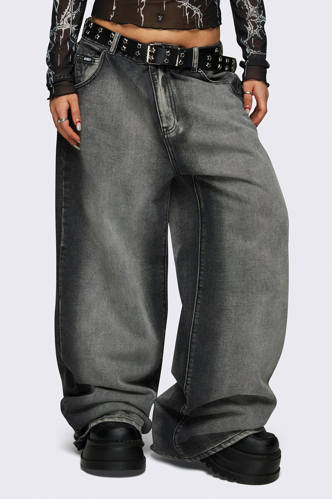 Grey Wash Overdye Baggy Jeans | Minga London – Minga London US