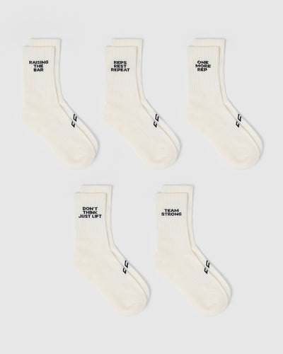 Slogan Socks - 5 Pack Off White & Black - Women | Oner Active US