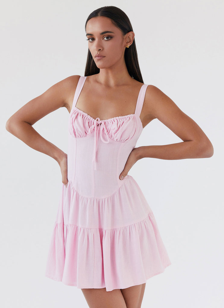 Lucie Linen Mini Dress - Pink – Peppermayo US