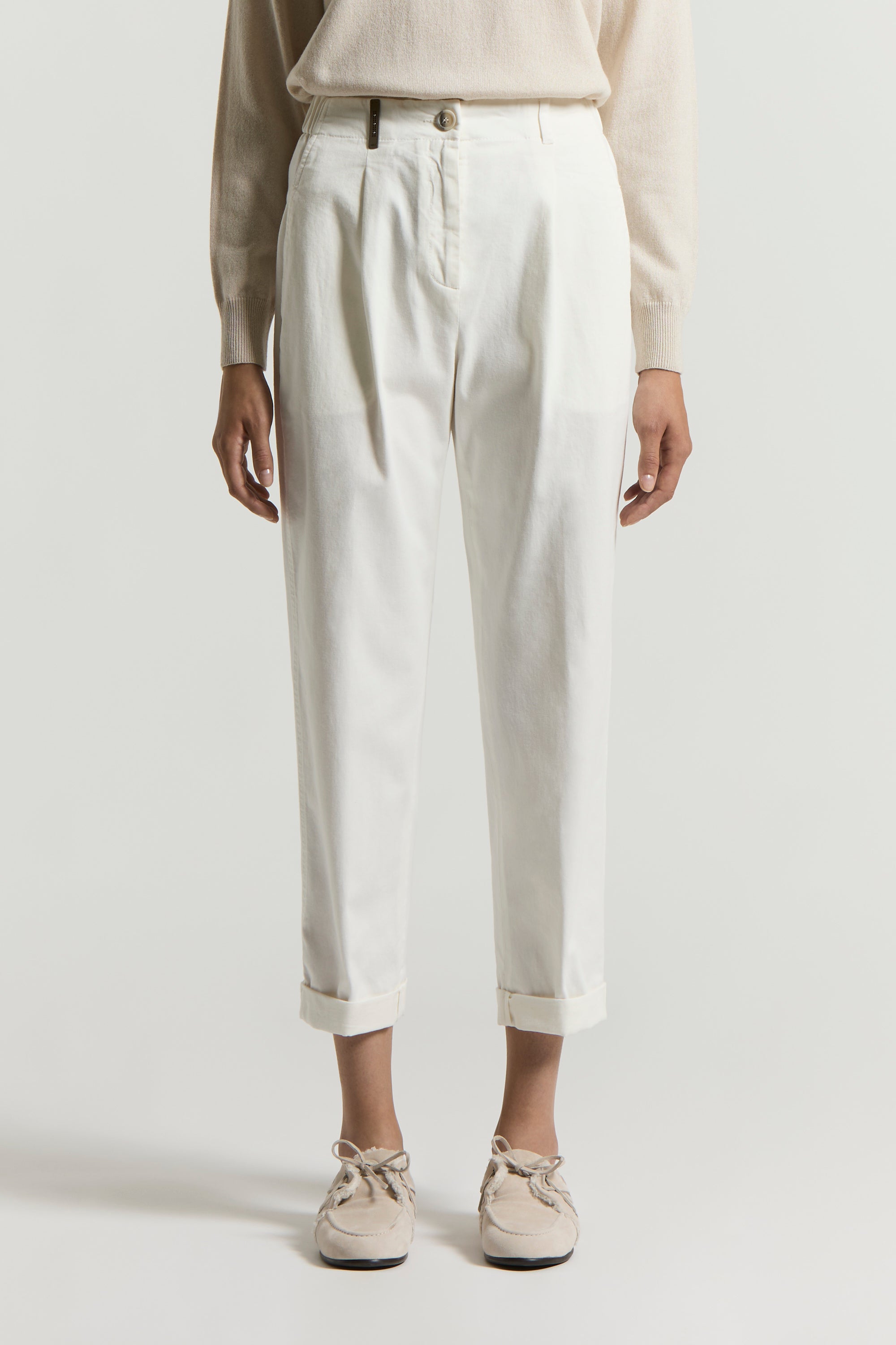 Soft stretch cotton gabardine trousers | Peserico US