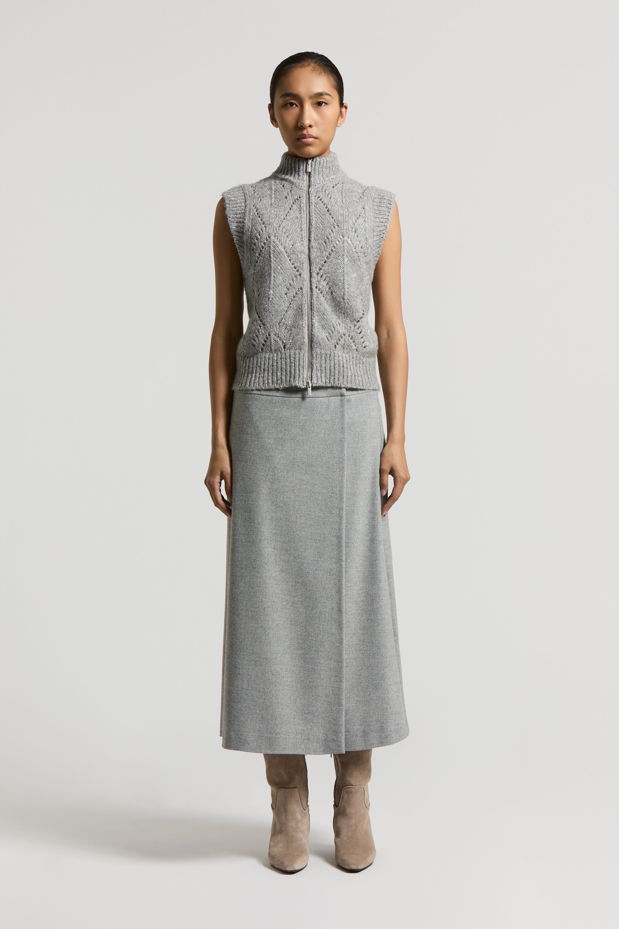 Viscose wool flannel skirt | Peserico US